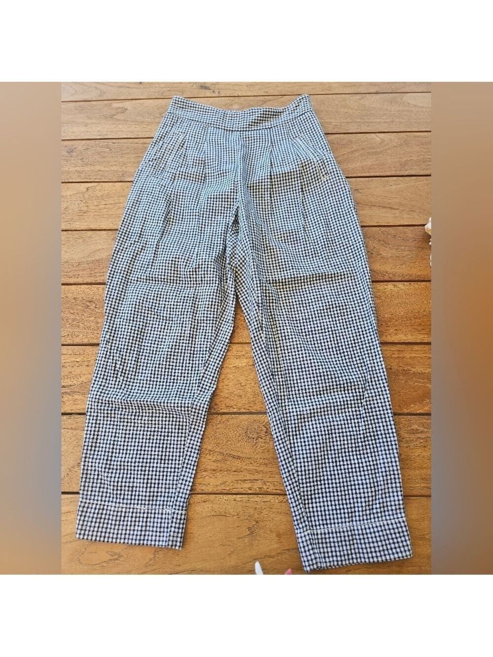 Cartonnier By Anthropologie Women's 0 Gingham High Rise Pleated Tapered Trousers
